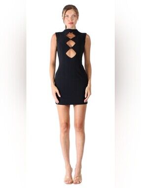New Mother Of All Carina Black Diamond Cutouts Mini Dress, Size S